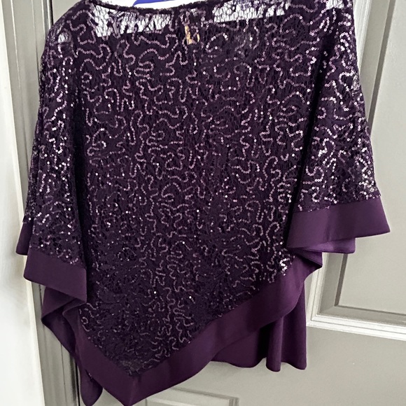 Purple Sequined formal top. Tank top with Sequined cape overlay. Size Small - Picture 3 of 5